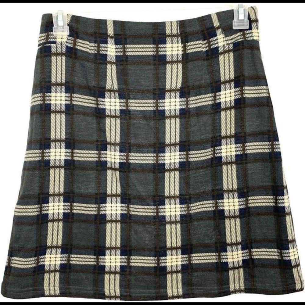 41 Hawthorn Small Gray Plaid Sweater A-Line Skirt